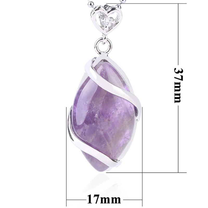 Fortune Jewel Marquise Pattern Natural Crystal Stone Charm Necklace Pendant