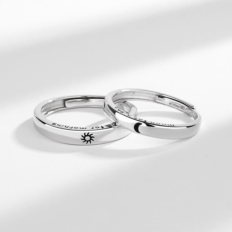 Fortune Jewel 925 Sterling Silver Sun Moon Protection Adjustable Couple Ring