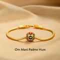 Fortune Jewel Tibetan 18K Gold Om Mani Padme Hum Lucky Koi Fish Fu Character Ingot Copper Coin Peace Bracelet