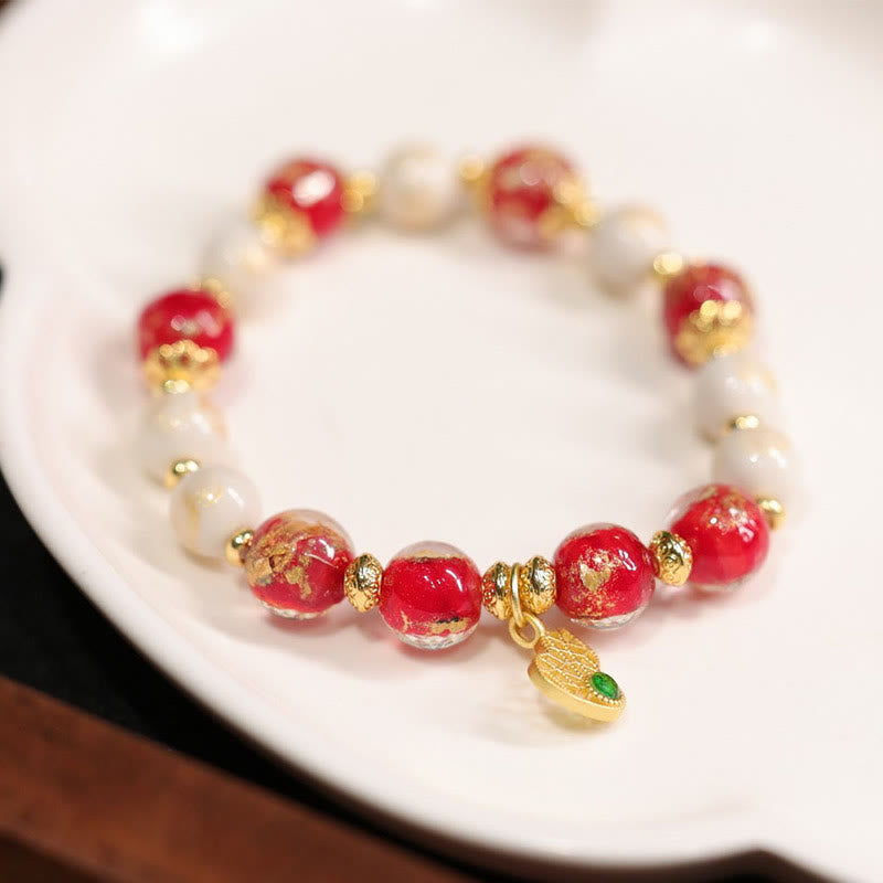 Fortune Jewel Gourd God Of Wealth Charm Fortune Liuli Glass Bead Incense Ash Porcelain Bead Bracelet