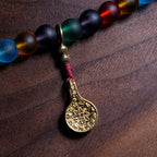 Fortune Jewel Tibetan 108 Mala Beads Multicolored Liuli Glass Bead Chinese Zodiac Nine Palaces Eight Diagrams Charm Bracelet