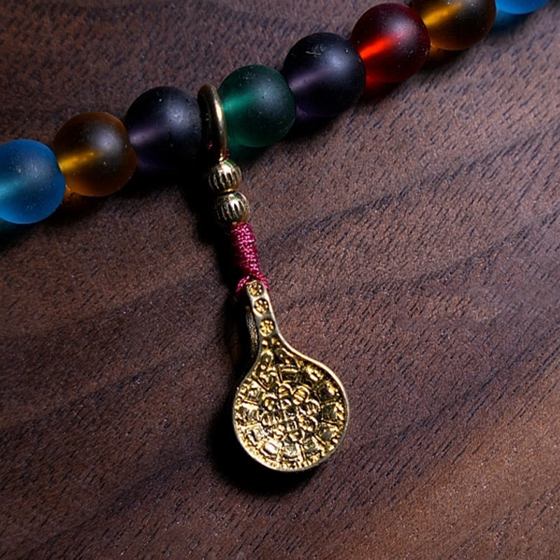 Fortune Jewel Tibetan 108 Mala Beads Multicolored Liuli Glass Bead Chinese Zodiac Nine Palaces Eight Diagrams Charm Bracelet