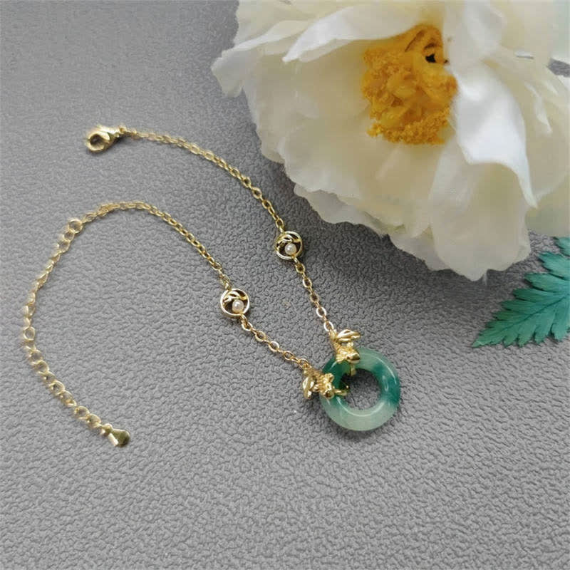 Fortune Jewel Cyan Jade Koi Fish Healing Harmony Bracelet