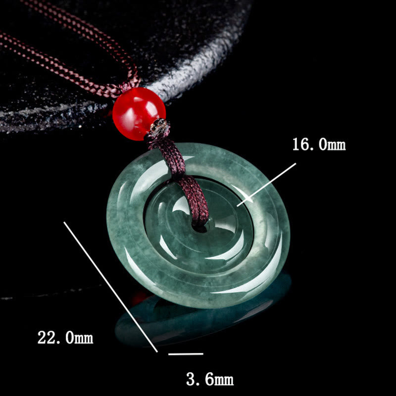 Fortune Jewel Green Jade Double Peace Buckle Abundance Necklace Pendant