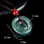 Fortune Jewel Green Jade Double Peace Buckle Abundance Necklace Pendant