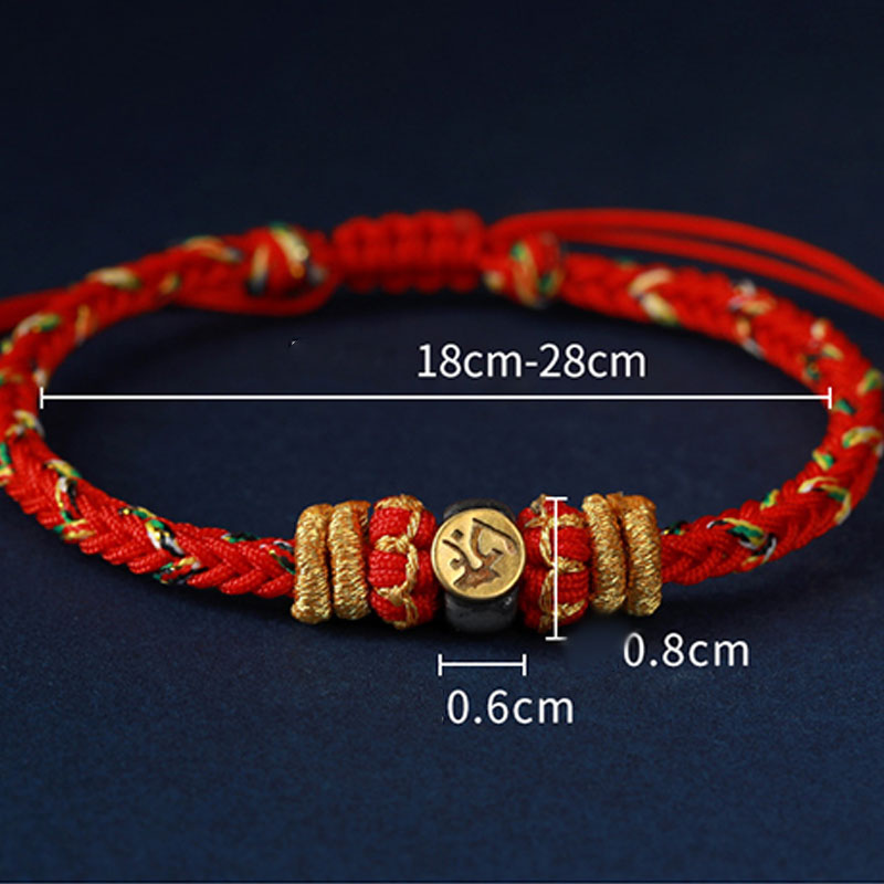 Fortune Jewel Chinese Zodiac Natal Buddha Silver Luck Braided String Bracelet