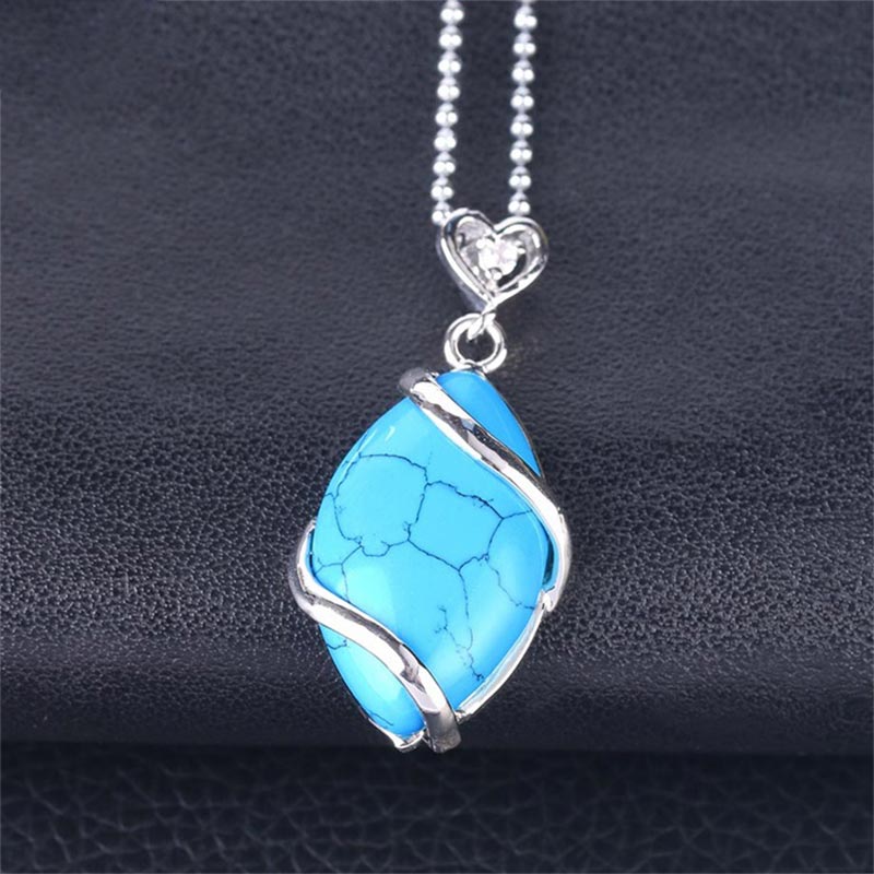 Fortune Jewel Marquise Pattern Natural Crystal Stone Charm Necklace Pendant