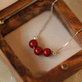 Fortune Jewel 925 Sterling Silver Cinnabar Bead Calm Blessing Necklace Pendant