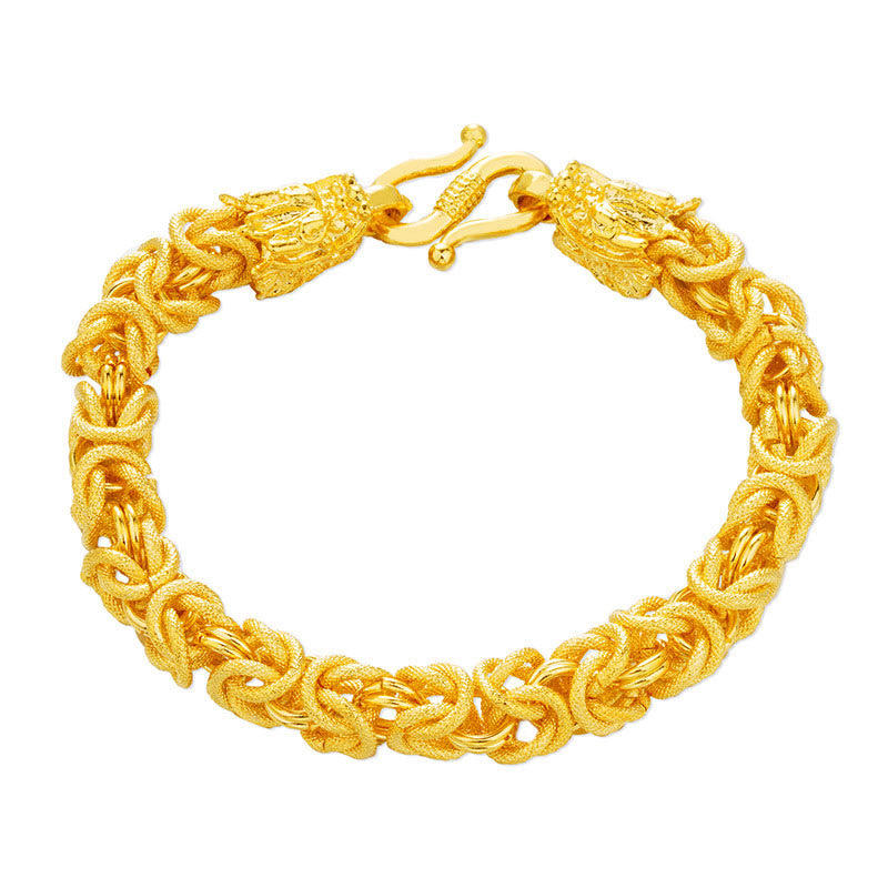 Fortune Jewel 24k Gold Plated Double Headed Dragon Protection Bracelet Fortune Jewel
