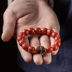 Fortune Jewel Natural Cinnabar Ebony Calm Blessing Bracelet