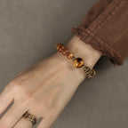 Fortune Jewel Kuka Seed Tiger Eye Gold Sheen Obsidian Brass Copper Wealth Luck Bracelet