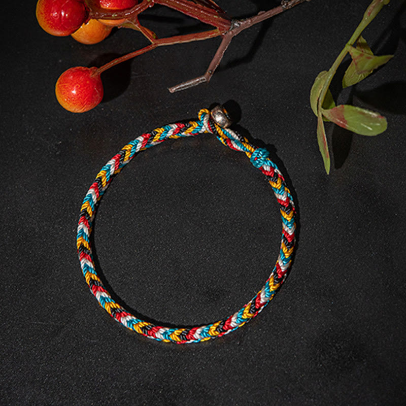 Fortune Jewel Tibet Handmade Five Color Thread Protection Braid String Bracelet
