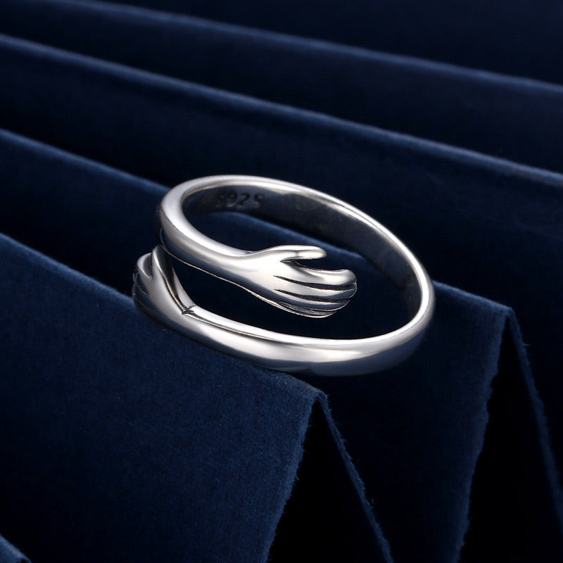 Fortune Jewel 925 Sterling Silver Love Hug Thumb Ring