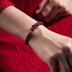 Fortune Jewel Handcrafted PiXiu Cinnabar Wealth Luck Braided Bracelet
