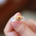 Fortune Jewel White Agate Cyan Jade Turquoise Red Agate Luck Protection Ring