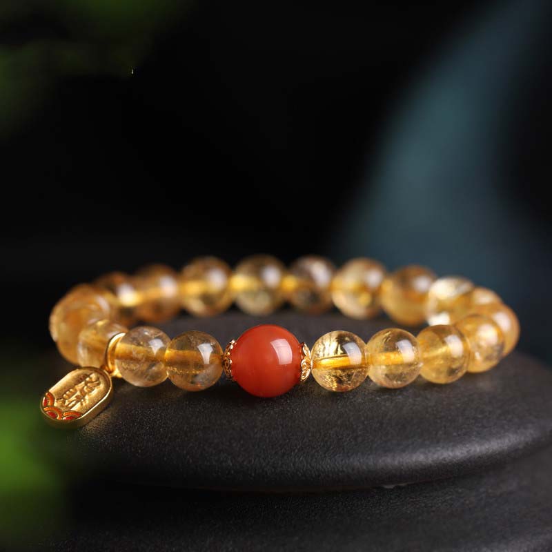 Fortune Jewel Citrine Red Agate Fortune Charm Bracelet