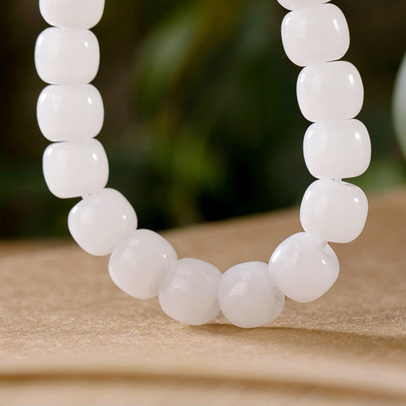 Fortune Jewel Hetian White Jade Happiness Blessing Bracelet
