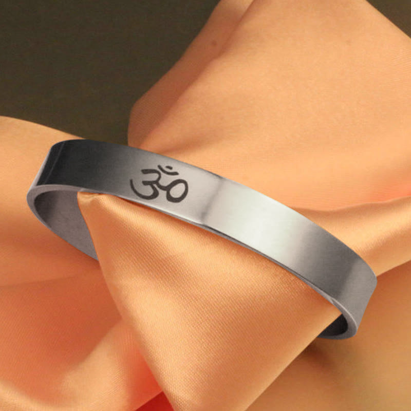Fortune Jewel Tibetan OM Symbol Mindfulness Cuff Bracelet Bangle