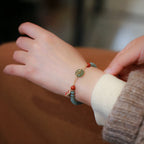 Fortune Jewel Natural Hetian Jade Red Agate Peace Buckle Lucky Fortune Bracelet