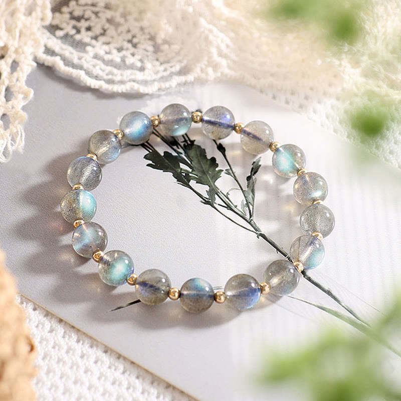 Fortune Jewel 14k Gold Plated Natural Moonstone Healing Love Bracelet