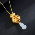 Fortune Jewel  Auspicious Feng Shui Money Bag Jade Pendant Necklace