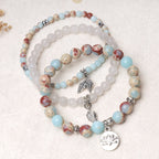 Fortune Jewel 3PCS Natural Quartz Crystal Beaded Healing Energy Lotus Bracelet