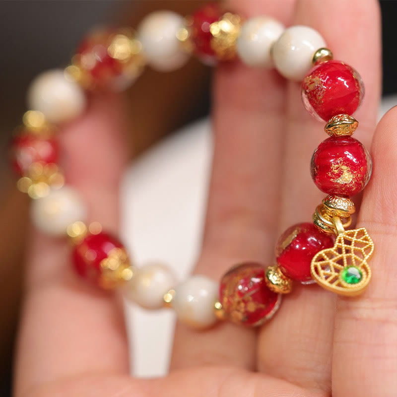 Fortune Jewel Gourd God Of Wealth Charm Fortune Liuli Glass Bead Incense Ash Porcelain Bead Bracelet