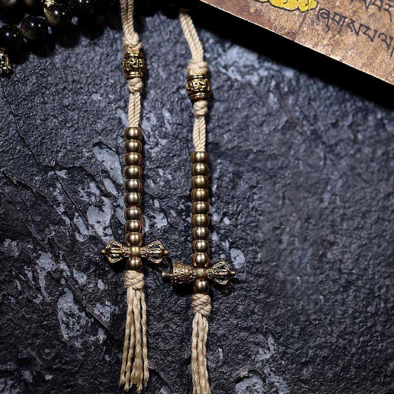 Fortune Jewel 108 Mala Beads Gold Sheen Obsidian Tiger Eye Eagle's Eye Stone Wealth Bracelet