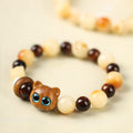 Fortune Jewel Natural Bodhi Seed Sandalwood Lucky Cute Cat Head Paw Claw Peace Bracelet