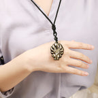 Fortune Jewel Natural Fluorite Gold Sheen Obsidian Fox Pendant Protection Necklace