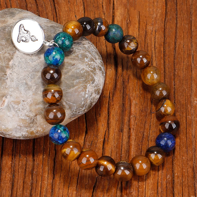 Fortune Jewel 108 Mala Beads Tiger Eye Buddha Strength Bracelet Tassel Necklace Pendant