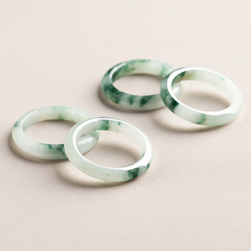Fortune Jewel Natural Green Jade Luck Abundance Ring
