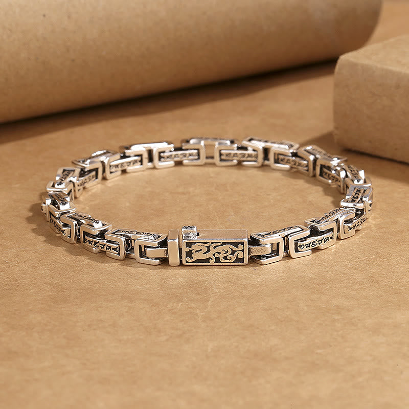 Fortune Jewel Dragon Om Mani Padme Hum Engraved Copper Luck Success Bracelet