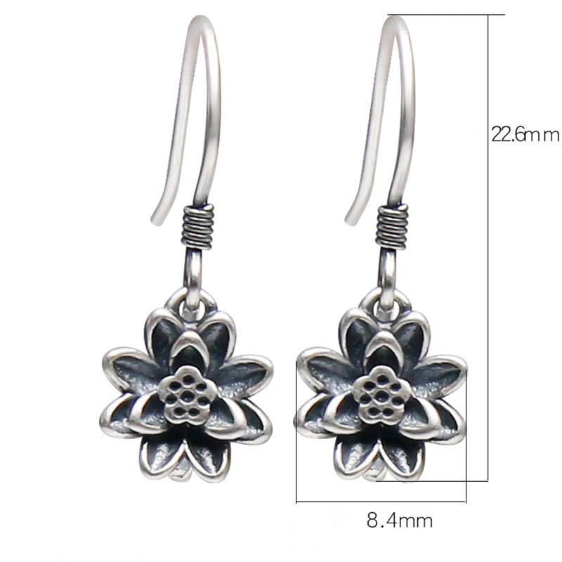Fortune Jewel 925 Sterling Silver Lotus Flower Enlightenment Earrings Fortune Jewel