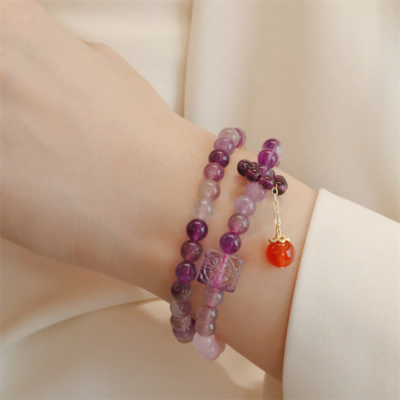 Fortune Jewel Natural Amethyst Citrine Positive Transformation Double Wrap Bracelet