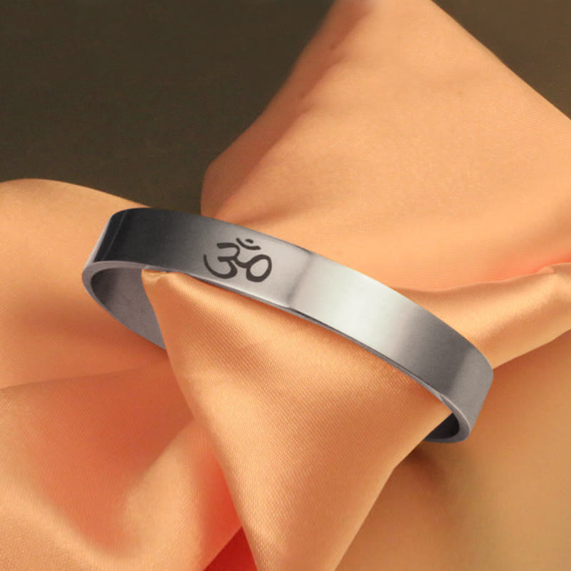 Fortune Jewel Tibetan OM Symbol Mindfulness Cuff Bracelet Bangle