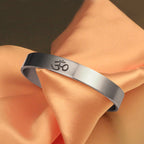 Fortune Jewel Tibetan OM Symbol Mindfulness Cuff Bracelet Bangle