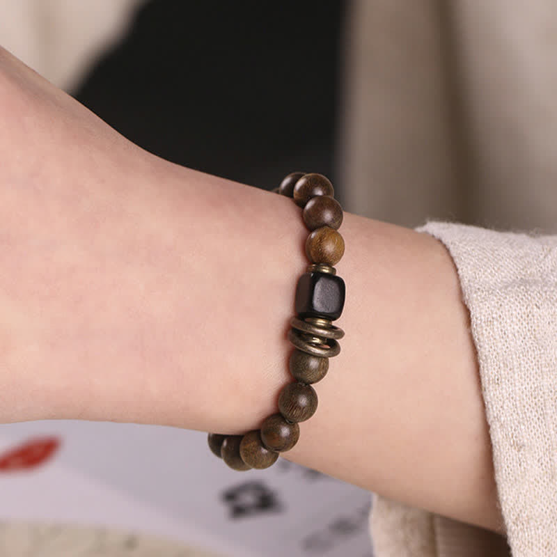 Fortune Jewel Tibetan Green Sandalwood Crystal Soothing Peace Bracelet