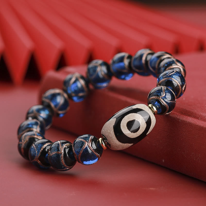 Fortune Jewel Tibetan Nine-Eye Dzi Bead Three-eyed Dzi Bead Liuli Glass Bead Wealth Bracelet