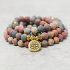 Fortune Jewel 108 Mala Beads Picasso Jasper Stone Courage Energy Bracelet