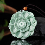 Fortune Jewel Lotus Pattern Jade Luck Prosperity Necklace Pendant