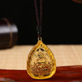 Fortune Jewel Tibetan Buddha Liuli Crystal Serenity Necklace Pendant Fortune Jewel
