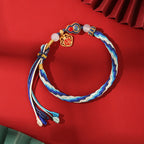 Fortune Jewel 925 Sterling Silver Handmade Gourd Blessing String Reincarnation Knot Bracelet