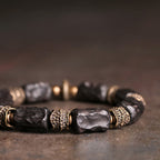 Fortune Jewel Tibetan Ebony Wood Copper Calm Peace Bracelet