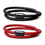 Fortune Jewel Genuine Leather Red String Protection Magnetic Buckle Bracelet