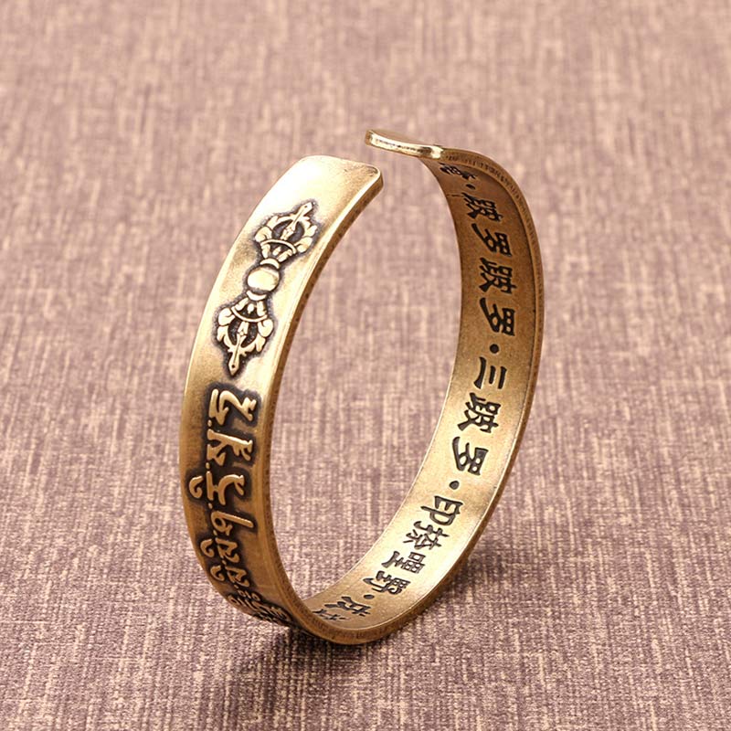 Fortune Jewel Tibetan Mahāpratisarā Mantra Sanskrit Copper Brass Healing Bracelet Bangle