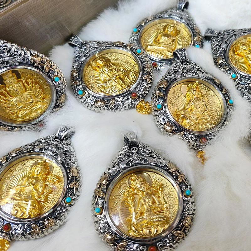 Fortune Jewel Chinese Zodiac Natal Buddha Thangka Nine Palaces Eight Diagrams Wealth Rotatable Necklace Pendant Fortune Jewel
