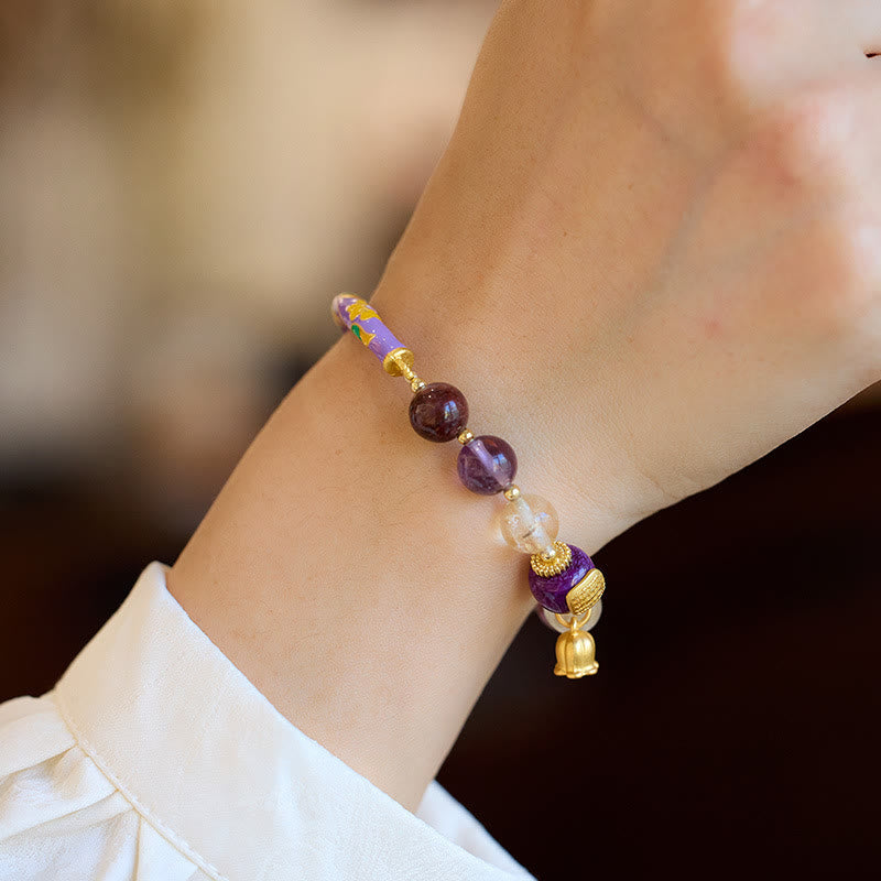 Fortune Jewel Purple Phantom Purple Jade Scripture Citrine Love Wisdom Bracelet Bangle