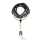 Fortune Jewel Tibetan 108 Mala Beads Black Onyx Three-eyed Dzi Beads Protection Bracelet