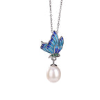 Fortune Jewel 925 Sterling Silver Pearl Butterfly Healing Necklace Pendant Earrings Ring